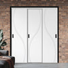 Three Sliding Maximal Wardrobe Doors & Frame Kit - V-Line® Grooved Flush Door V027 - Premium Primed - Six Colour Options