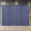Four Sliding Minimal Wardrobe Doors & Frame Kit - V-Line® Grooved Flush Door V031 - Premium Primed - Six Colour Options