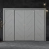 Four Sliding Minimal Wardrobe Doors & Frame Kit - V-Line® Grooved Flush Door V070 - Premium Primed - Six Colour Options
