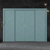 Four Sliding Minimal Wardrobe Doors & Frame Kit - V-Line® Grooved Flush Door V070 - Premium Primed - Six Colour Options