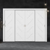 Four Sliding Minimal Wardrobe Doors & Frame Kit - V-Line® Grooved Flush Door V070 - Premium Primed - Six Colour Options