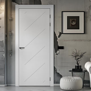 Image: V-Line® Grooved Flush Door V070 - Premium Primed - Six Colour Options