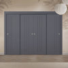 Four Sliding Maximal Wardrobe Doors & Frame Kit - V-Line® Grooved Flush Door V073/V073A - Premium Primed - Six Colour Options