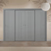 Four Sliding Minimal Wardrobe Doors & Frame Kit - V-Line® Grooved Flush Door V073/V073A - Premium Primed - Six Colour Options
