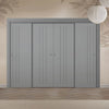 Four Sliding Maximal Wardrobe Doors & Frame Kit - V-Line® Grooved Flush Door V073/V073A - Premium Primed - Six Colour Options