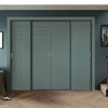 Four Sliding Minimal Wardrobe Doors & Frame Kit - V-Line® Grooved Flush Door V074/V074A - Premium Primed - Six Colour Options