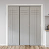 Three Sliding Maximal Wardrobe Doors & Frame Kit - V-Line® Grooved Flush Door V074/V074A - Premium Primed - Six Colour Options