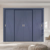Four Sliding Minimal Wardrobe Doors & Frame Kit - V-Line® Grooved Flush Door V075 - Premium Primed - Six Colour Options