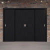 Four Sliding Minimal Wardrobe Doors & Frame Kit - V-Line® Grooved Flush Door V077 - Premium Primed - Six Colour Options