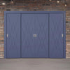 Four Sliding Minimal Wardrobe Doors & Frame Kit - V-Line® Grooved Flush Door V077 - Premium Primed - Six Colour Options