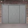 Four Sliding Minimal Wardrobe Doors & Frame Kit - V-Line® Grooved Flush Door V077 - Premium Primed - Six Colour Options