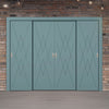 Four Sliding Minimal Wardrobe Doors & Frame Kit - V-Line® Grooved Flush Door V077 - Premium Primed - Six Colour Options