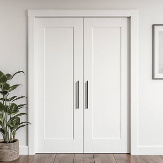 Image: Denver White Primed Shaker Internal Door Pair