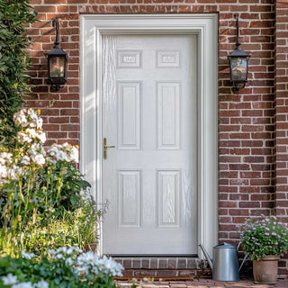Image: GRP White Colonial 6 Panel Composite Front Door - No Frame or Fittings