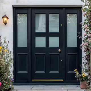 Image: Exterior Victorian Ailsa 4L 2P Front Door with Two Sidelights - Customisable: Size, Colour, Glass and Sidelight Options