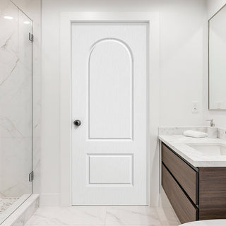 Image: Arched Top Lightly Grained Internal PVC Two Panel Door - Suitable for Bathrooms