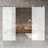 Double Glass Sliding Door - Solaris Tubular Stainless Steel Sliding Track & Allanton 8mm Obscure Glass - Obscure Printed Design