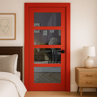 Image: UK Made to Measure - Ashford 4L Interior Door - Tinted Glass - Premium Primed - 7 Colour Options