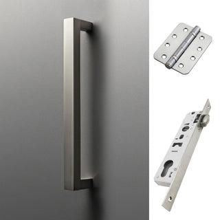 Image: Concord 280mm Back to Back Pull Handle Pack - 4 Radius Cornered Hinges - Satin Stainless Steel