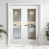 Blenheim White Primed Internal Door Pair - Clear Bevelled Glass
