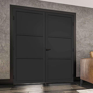 Image: Camden Black Internal Door Pair - Prefinished - Urban Collection