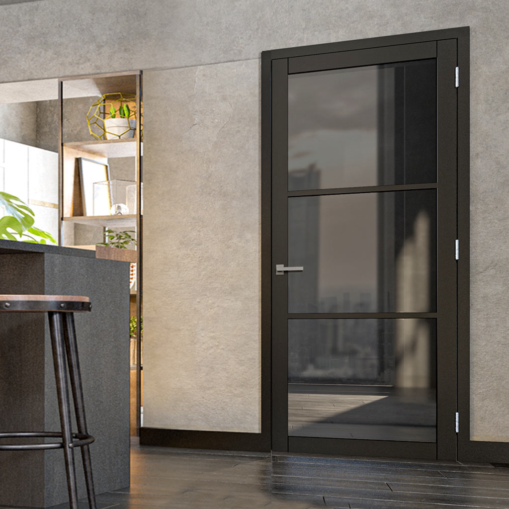 Camden Black Internal Door - Prefinished - Tinted Glass - Urban Collec