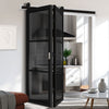 Sliding Top Mounted Black Folding Track & Double Door - Camden Black Door - Prefinished - Tinted Glass - Urban Collection
