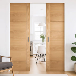 Image: Carini 7P Oak Double Absolute Evokit Pocket Door - Prefinished