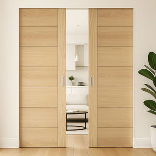 Image: Carini 7P Oak Double Absolute Evokit Pocket Door - Unfinished