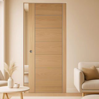 Image: Carini 7P Oak Single Absolute Evokit Pocket Door - Prefinished