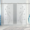 Double Glass Sliding Door - Solaris Tubular Stainless Steel Sliding Track & Cherry Blossom 8mm Obscure Glass - Obscure Printed Design
