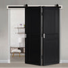 Sliding Top Mounted Black Folding Track & Double Door - Industrial City Black Panel Internal Door - Prefinished