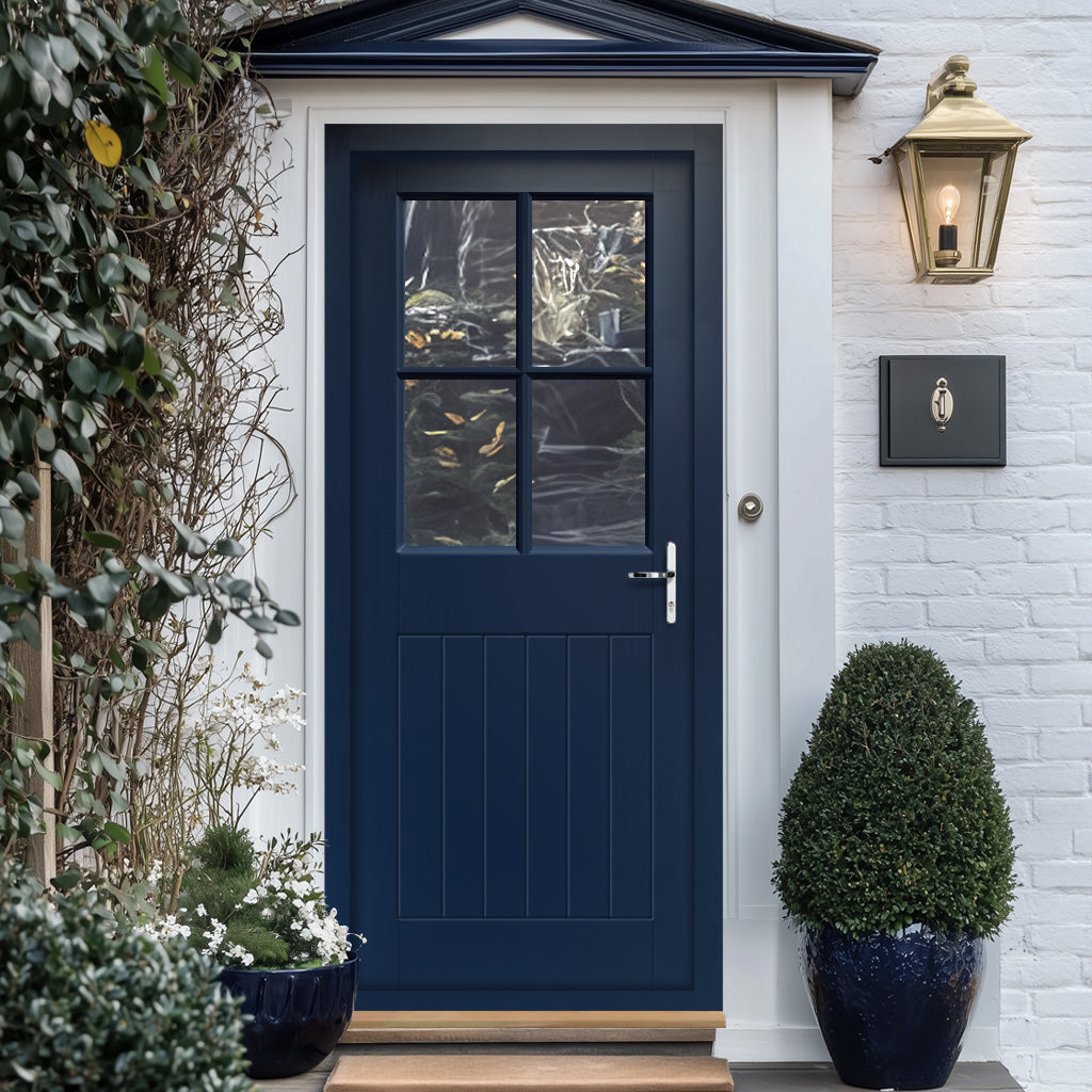 Cottage 4L Exterior Oak Front Door and Frame Set - Clear Double Glazing