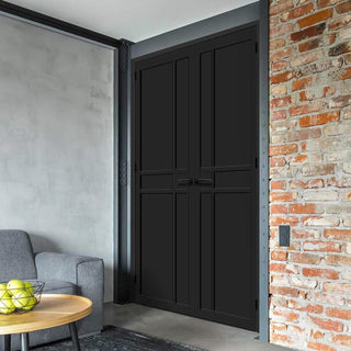 Image: Dalston Black Internal Door Pair - Prefinished - Urban Collection
