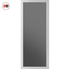 SpaceEasi Top Mounted Black Folding Track & Double Door - Handcrafted Eco-Urban Baltimore 1 Pane Solid Wood Door DD6301SG - Tinted Glass - Premium Primed Colour Options