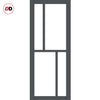 Sirius Tubular Stainless Steel Track & Solid Wood Door - Eco-Urban® Hampton 4 Pane Door DD6413G Clear Glass - 6 Colour Options