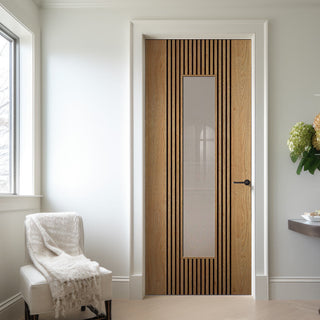 Image: Sydney Oak Internal Door - Clear Glass - Prefinished