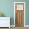 J B Kind Rustic Oak 1930 DX Shaker Internal Door - Obscure Glass - Prefinished