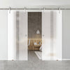 Double Glass Sliding Door - Solaris Tubular Stainless Steel Sliding Track & Duns 8mm Obscure Glass - Clear Printed Design