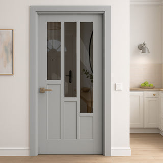 Image: UK Made to Measure - Elston Interior Door - Tinted Glass - Premium Primed - 7 Colour Options