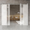 Double Glass Sliding Door - Solaris Tubular Stainless Steel Sliding Track & Garvald 8mm Obscure Glass - Clear Printed Design