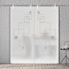 Double Glass Sliding Door - Solaris Tubular Stainless Steel Sliding Track & Geometric Square 8mm Obscure Glass - Obscure Printed Design