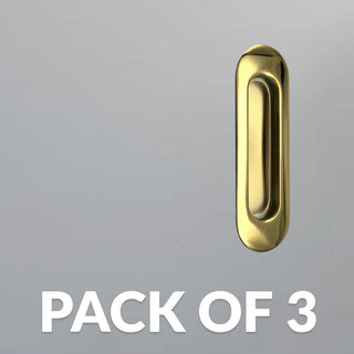 Image: Pack of Three Burbank 120mm Sliding Door Oval Flush Pulls - Polished Gold Finish