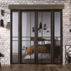 W6 Greenwich Room Divider Internal Door & Frame Kit - Clear Glass - Black Prefinished - 2031x1904mm Wide