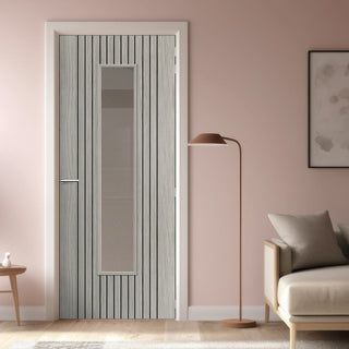 Image: J B Kind Laminates Aria Grey Glazed Internal Door - Clear Glass - Prefinished