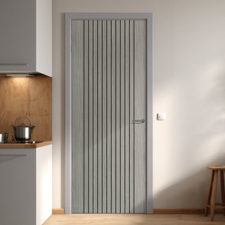 Image: J B Kind Laminates Aria Grey Coloured Fire Internal Door - 1/2 Hour Fire Rated - Prefinished