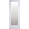 SpaceEasi Top Mounted Black Folding Track & Double Door - Pattern 10 1 Pane Door - Clear Glass - White Primed