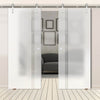 Double Glass Sliding Door - Solaris Tubular Stainless Steel Sliding Track & Juniper 8mm Obscure Glass - Clear Printed Design