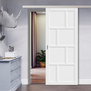 Image: Single Sliding Door & Premium Wall Track - Eco-Urban® Kochi 8 Panel Door DD6415 - 6 Colour Options