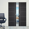 Laminate Vancouver Black Absolute Evokit Double Pocket Door - Prefinished